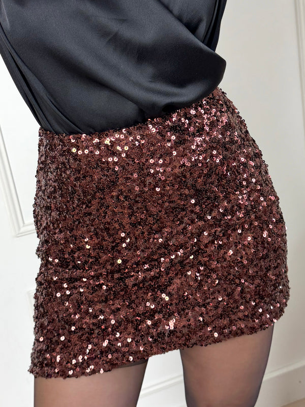 Sequin Skirt Brown