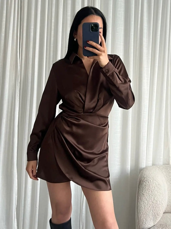 Satin Dress Gia Brown