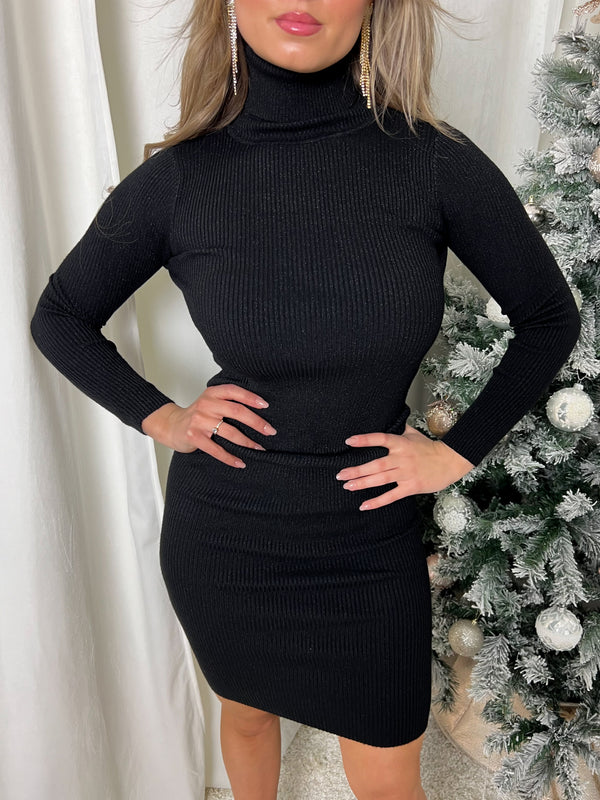 Glitter Col Dress Simone Black