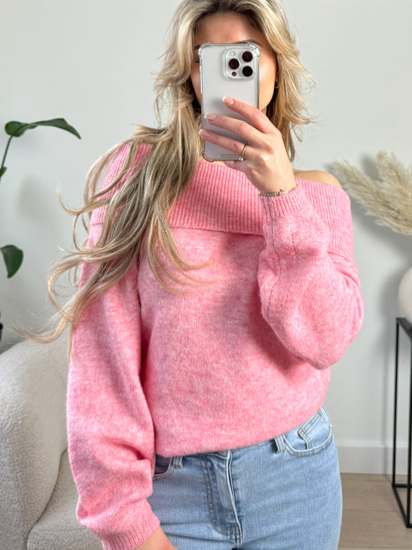Off-shoulder Sweater Pink hi