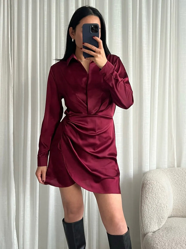 Satin Dress Gia Bordeaux