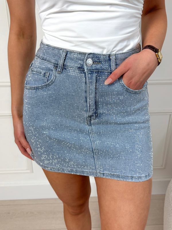 Stretch Strass Denim Skirt Eva