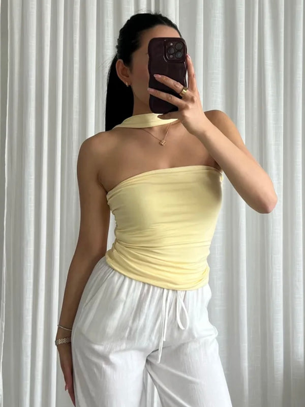 Crop Top Yellow with choker
