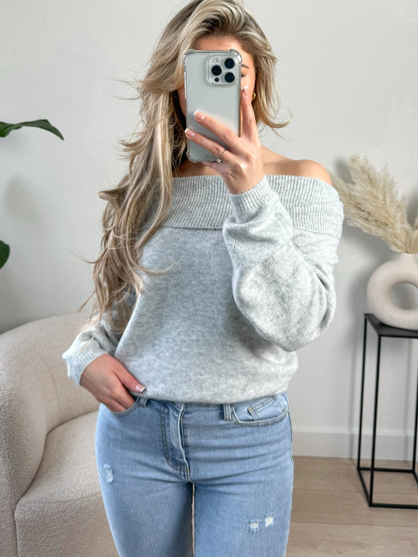 Off-shoulder Sweater Grey