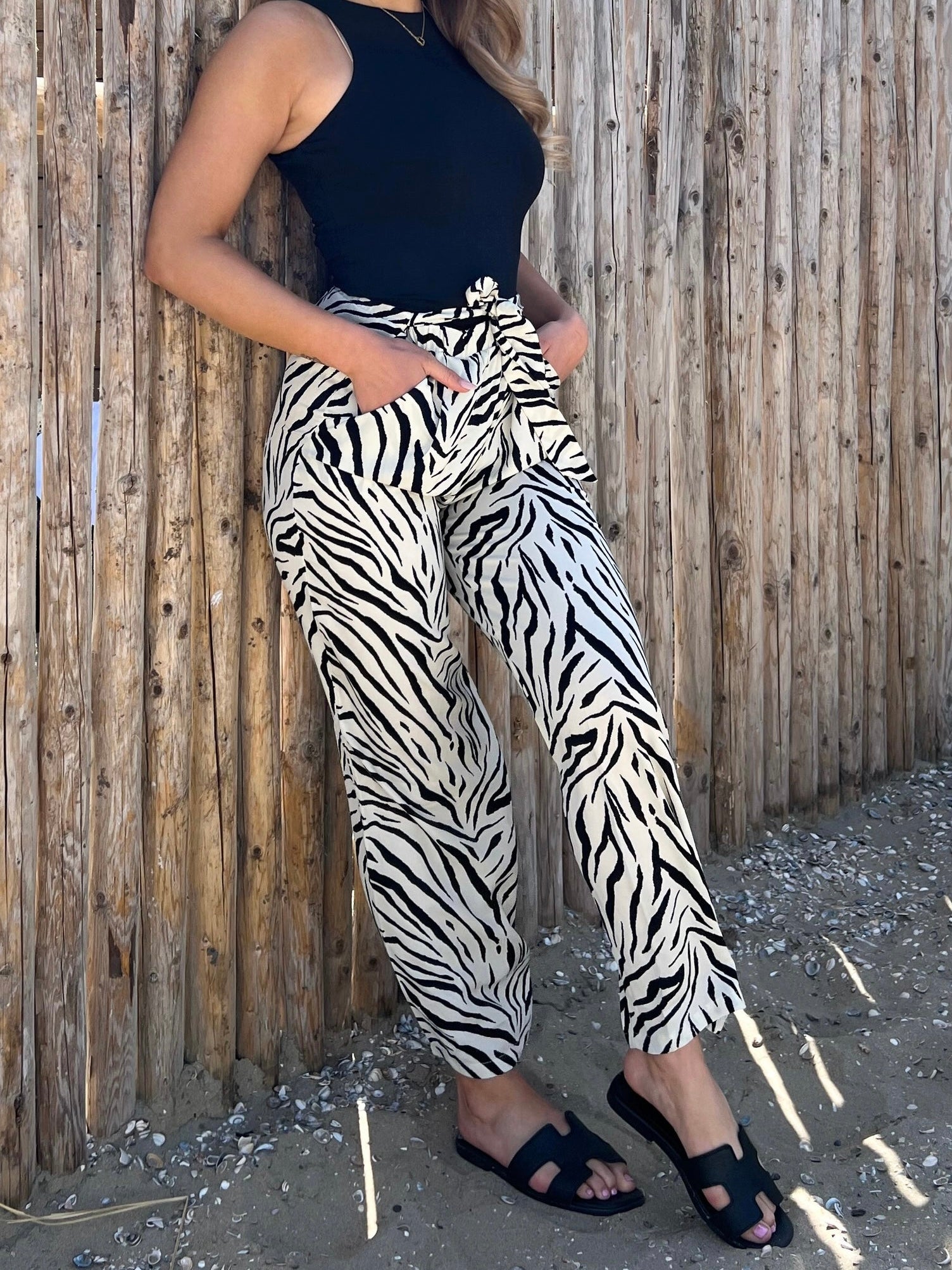 Zebra Pants Jade White