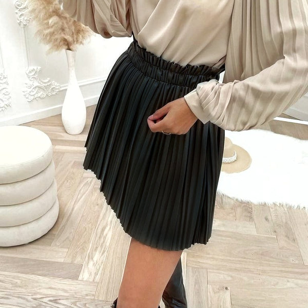 Leather Look Ruffle Skirt Lulu