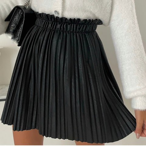 Leather Look Ruffle Skirt Lulu